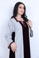 جلابية شتوي كريب مخمل لون رمادي