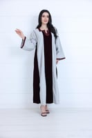 جلابية شتوي كريب مخمل لون رمادي