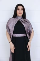 فستان سادة جورسيه مزين بخامة جاكار مشجر على الياقة...