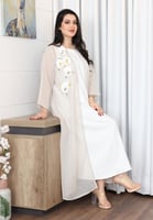 جلابية صيفي لينن بتصميم الورد مزينة بشك لامع وأكما...