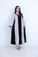 جلابية شتوي كريب مخمل لون رمادي