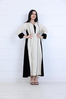 جلابية شتوي قطن مخمل بتفاصيل عصرية لون بيج