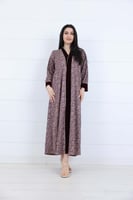 جلابية عنابي سترتش مخمل بشريط مخمل وياقة V