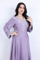 فستان تفتة سادة مخصر مع الجوانب ياقة V مزينة بشك ف...