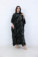 جلابية شتوي مخمل نمري بتصميم انيق لون اسود تيفاني