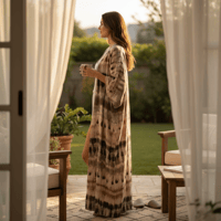 عباية خفيفة بتصميم تاي داي من قماش الكشمير القطني