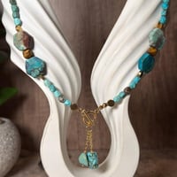 قلادة الفيروز الطبيعي مع تعليقة الفيروز الأفريقي –...