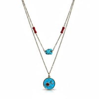 قلادتان من الفضة 925 مطلية بالذهب – فيروز ومرجان +...