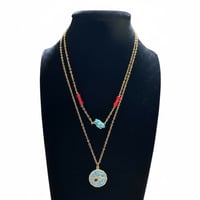 قلادتان من الفضة 925 مطلية بالذهب – فيروز ومرجان +...