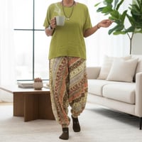 شروال قطن طبيعي بطابع بوهيمي