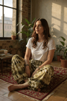 شروال قطن كشميري تاي داي أخضر