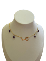 قلادة حب من الفضة 925 مطلية بالذهب مع حجر الأماثيس...