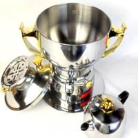 سموار استيل 4 لتر مذهب كهربائي بقاعدة