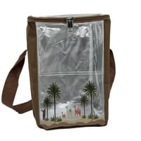 شنطة ترمس قماش بني شفاف