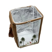 شنطة ترمس قماش بني شفاف