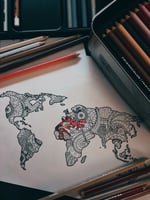 خريطة العالم ماندالا للتلوين