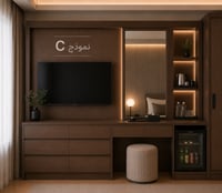 نعم مكتبة تسريحة نموذج C ( مكتبة تسريحة + مكتبة شاشة تلفزيون + بيت ثلاجة )