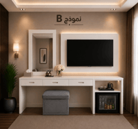 نعم مكتبة تسريحة نموذج B ( مكتبة تسريحة مدمجة بديكور تلفزيون وبيت ثلاجة )