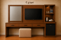نعم مكتبة تسريحة نموذج C ( مدمج بمكتبة تلفزيون كاملة + بيت ثلاجة وبار )