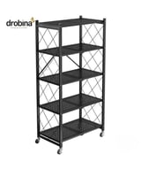 رف تخزين مخرم قابل للطي 5 طبقات اسود