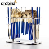 طقم ملاعق 30 قطعة أزرق ذهبي drobina