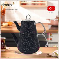 طقم براريد شاي غرانيت دورين اسود فضي L