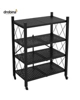 رف تخزين مخرم قابل للطي 4 طبقات اسود