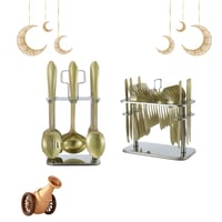 طقم ملاعق بستاند ذهبي