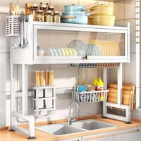 رف تجفيف الأطباق مصنوع من الفولاذ المقاوم للصدأ ور...