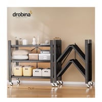 رف تخزين مخرم قابل للطي 3 طبقات اسود