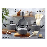طقم قدور دروبينا 14 قطعة جرانيت تركي Grey