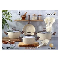 طقم قدور دروبينا 14 قطعة جرانيت تركي Cream