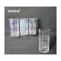 طقم كاسات عصير زجاج كريستال 3 حبة شفاف