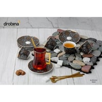 طقم شاي وقهوة عربي 24 قطعة دروبينا Black