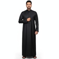 ثوب رجالي شتوي أسود سحاب (قلاب)