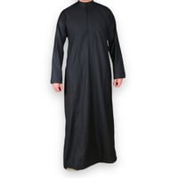 ثوب رجالي شتوي أسود سحاب (سادة)