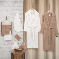 طقم روب حمام قطن تركي 11 قطعة - ريفييرا - بيج - سك...