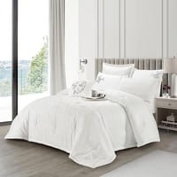 مفرش صيفي مزدوج جاكار 7 قطع - كولدارا -ابيض