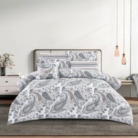 مفرش قطن صيفي مقاس كوين 8 قطع - نوفارين - اوف وايت...