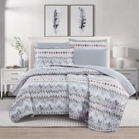 مفرش صيفي مزدوج حشوة مضغوطه 6 قطع - لونيا - رصاصي...