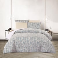 مفرش شتوي مزدوج مخمل فرو 6 قطع - فلوريت - أزرق ضبا...