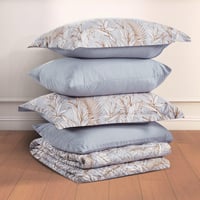 مفرش صيفي مزدوج حشوة مضغوطة 6 قطع - لونيا - رصاصي...