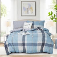 مفرش صيفي مفرد ونص 4 قطع - ليتون - سماوي - رصاصي