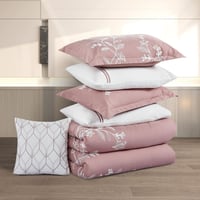 مفرش صيفي مفرد ونص مطرز فاخر 6 قطع - فيينزا - لحمي