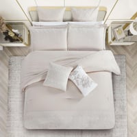 مفرش صيفي مزدوج مطرز فاخر 12 قطعة - ماريسا - بيج ف...