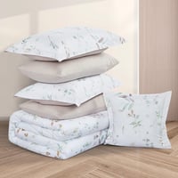 مفرش صيفي مزدوج وجهين ٧ قطع - اوركا - ابيض - بيج