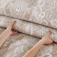 مفرش قطن صيفي مزدوج 8 قطع - افاليون -بيج