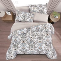 مفرش صيفي مزدوج وجهين ٧ قطع - اوركا - ابيض - بيج