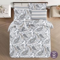 مفرش قطن صيفي مقاس كوين 8 قطع - نوفارين - اوف وايت...