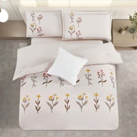 مفرش صيفي مفرد ونص مطرز فاخر 6 قطع - غراتسيا - بيج...